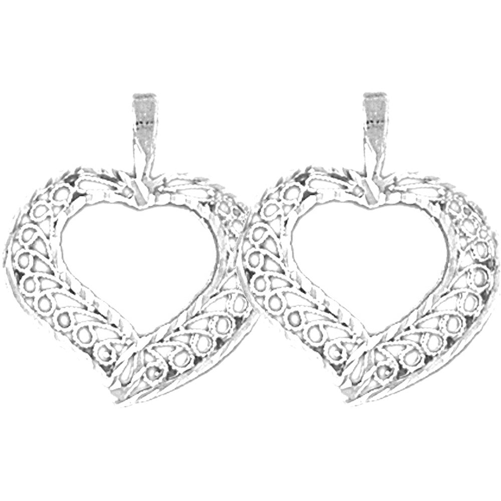 Sterling Silver 22mm Heart Earrings