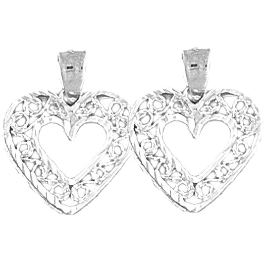 Sterling Silver 20mm Heart Earrings