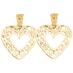 14K or 18K Gold 20mm Heart Earrings