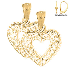 Sterling Silver 22mm Heart Earrings (White or Yellow Gold Plated)