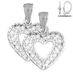 Sterling Silver 22mm Heart Earrings (White or Yellow Gold Plated)