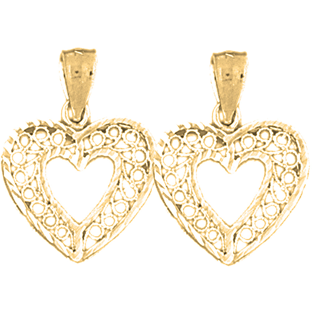 Yellow Gold-plated Silver 22mm Heart Earrings