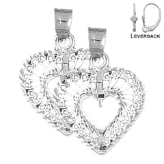 Sterling Silver 23mm Heart Earrings (White or Yellow Gold Plated)