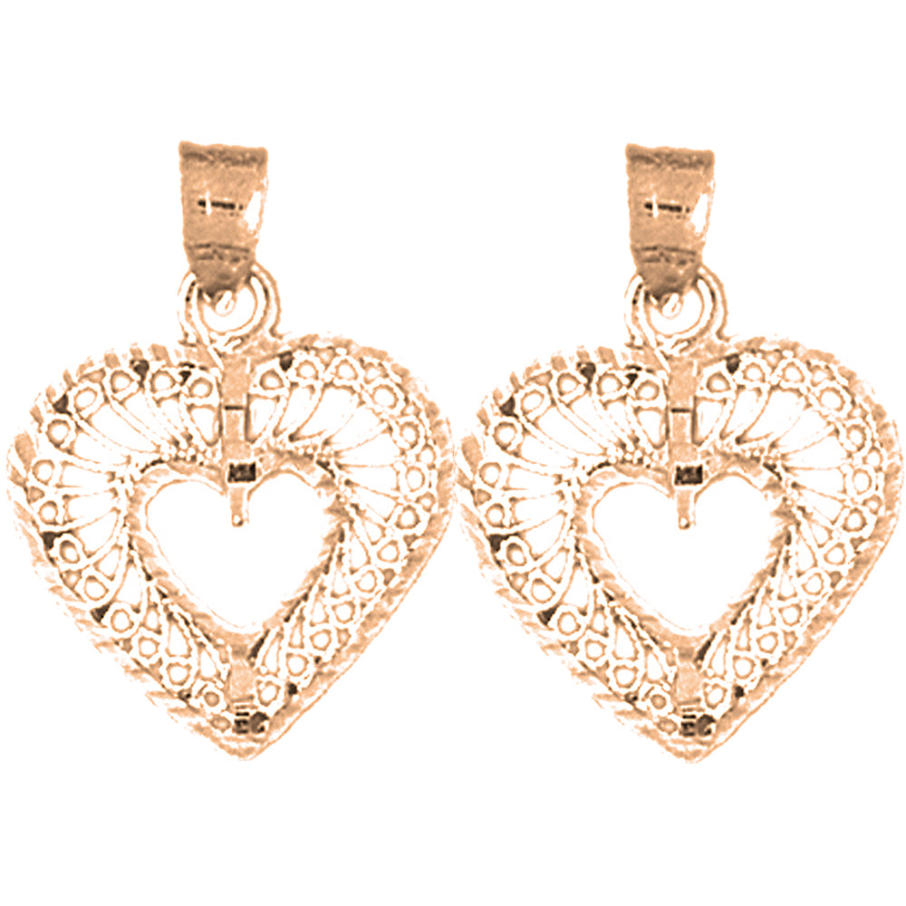 14K or 18K Gold 23mm Heart Earrings