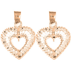 14K or 18K Gold 23mm Heart Earrings