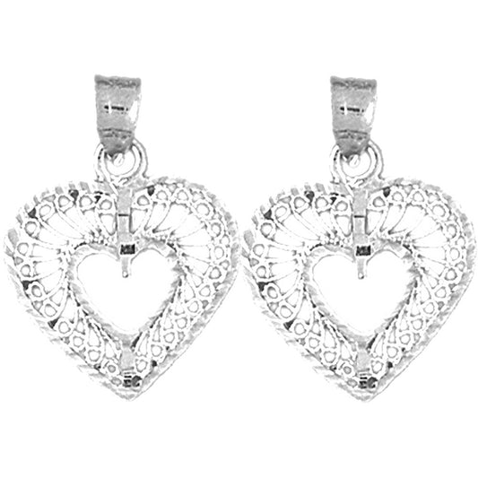 Sterling Silver 23mm Heart Earrings