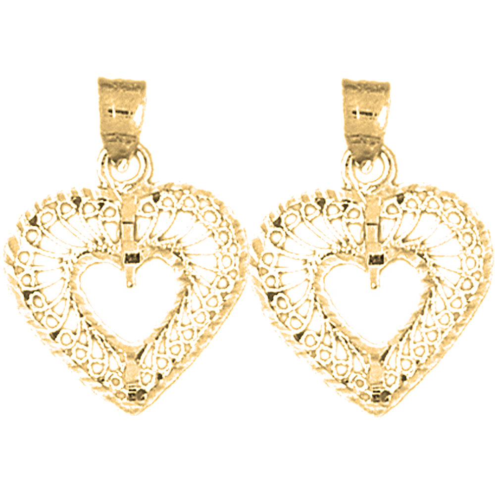 Yellow Gold-plated Silver 23mm Heart Earrings