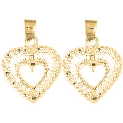 14K or 18K Gold 23mm Heart Earrings