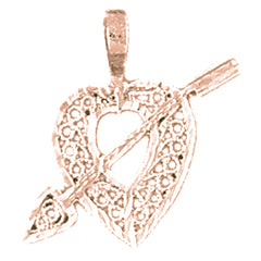 14K or 18K Gold Heart With Arrow Pendant