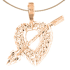 14K or 18K Gold Heart With Arrow Pendant