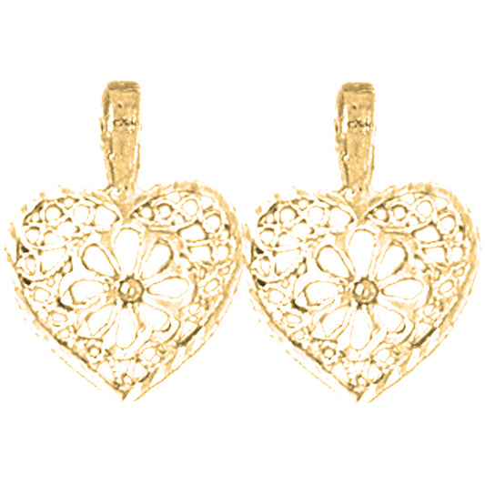 Yellow Gold-plated Silver 16mm Heart Earrings