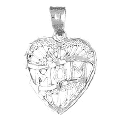 14K or 18K Gold Heart Mom Pendant