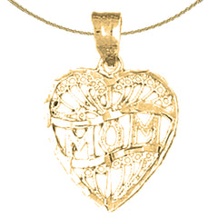 Colgante de mamá en forma de corazón de oro de 14 quilates o 18 quilates