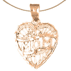 14K or 18K Gold Heart Mom Pendant