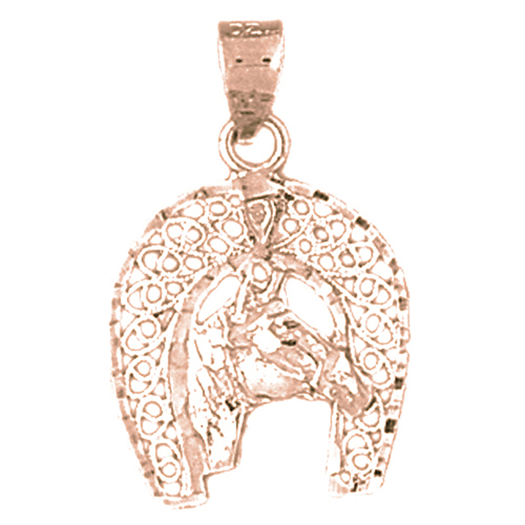 14K or 18K Gold Horseshoe And Horse Pendant