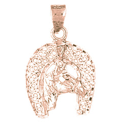 14K or 18K Gold Horseshoe And Horse Pendant