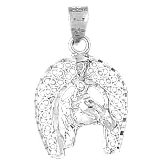 14K or 18K Gold Horseshoe And Horse Pendant