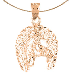 14K or 18K Gold Horseshoe And Horse Pendant