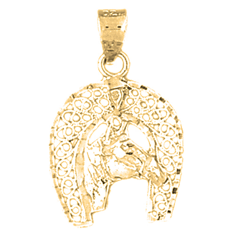 14K or 18K Gold Horseshoe And Horse Pendant