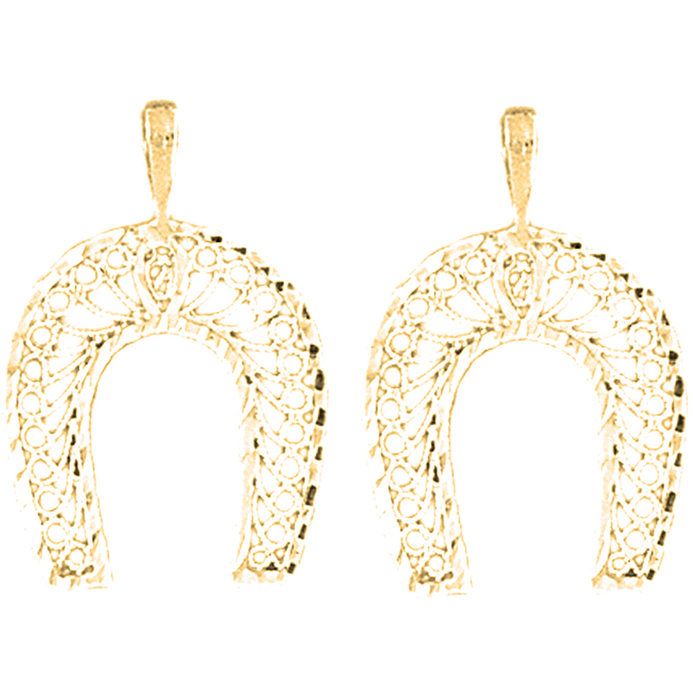 Yellow Gold-plated Silver 25mm Horseshoe Earrings