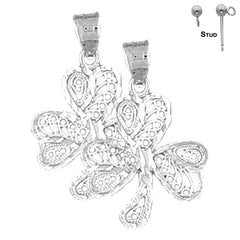 Sterling Silver 26mm Clover Earrings (White or Yellow Gold Plated)