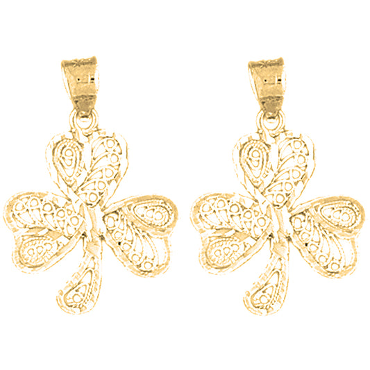 Yellow Gold-plated Silver 26mm Clover Earrings