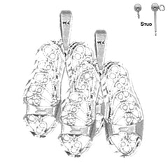 Sterling Silver 20mm Flip Flop Earrings (White or Yellow Gold Plated)