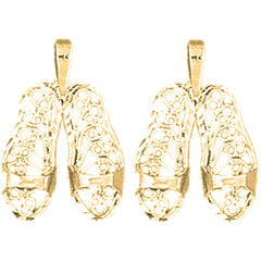 Yellow Gold-plated Silver 20mm Flip Flop Earrings