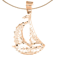 14K or 18K Gold Sail Boat Pendant