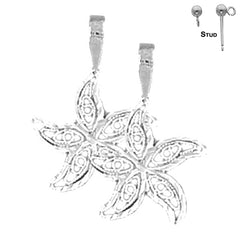 Sterling Silver 21mm Starfish Earrings (White or Yellow Gold Plated)