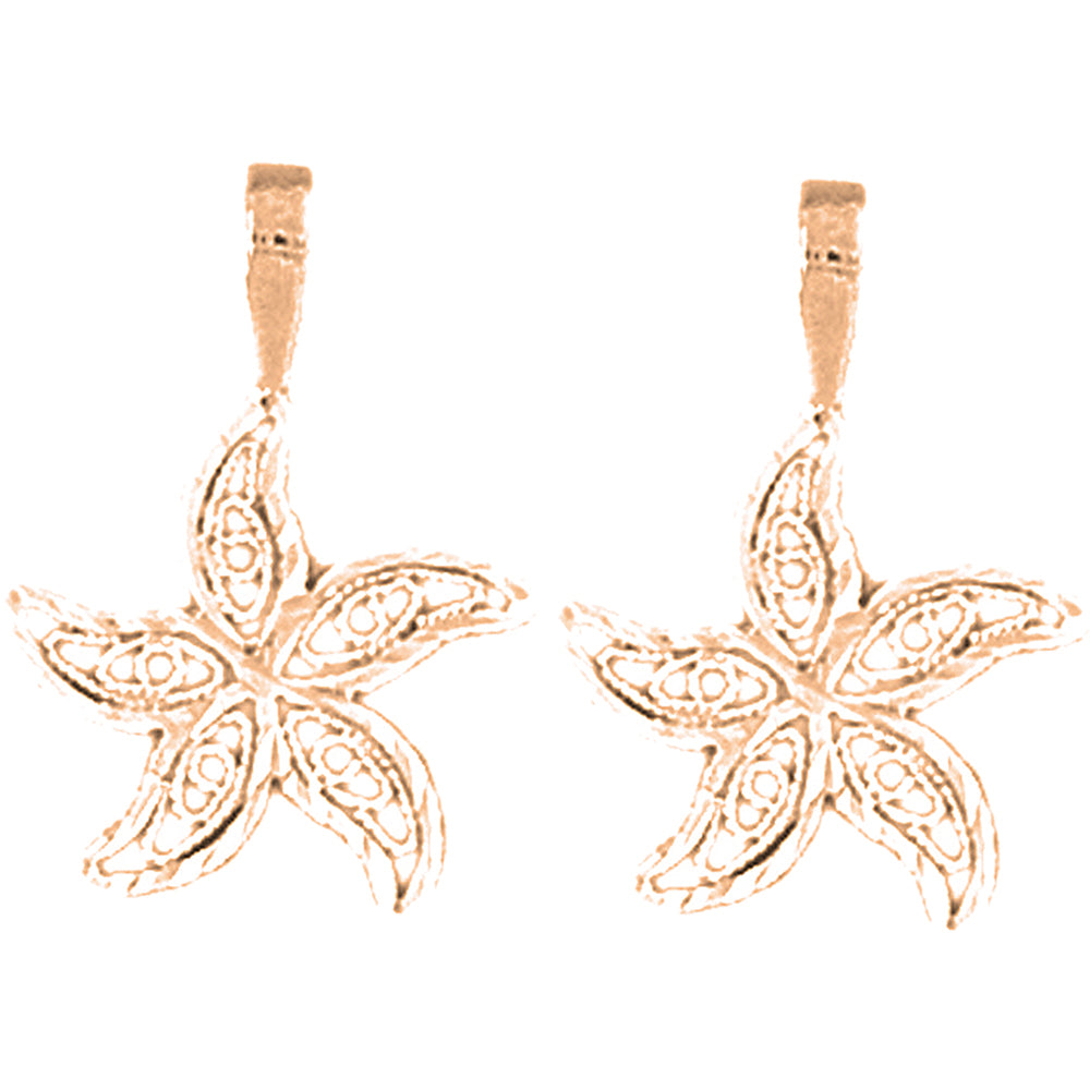 14K or 18K Gold 21mm Starfish Earrings