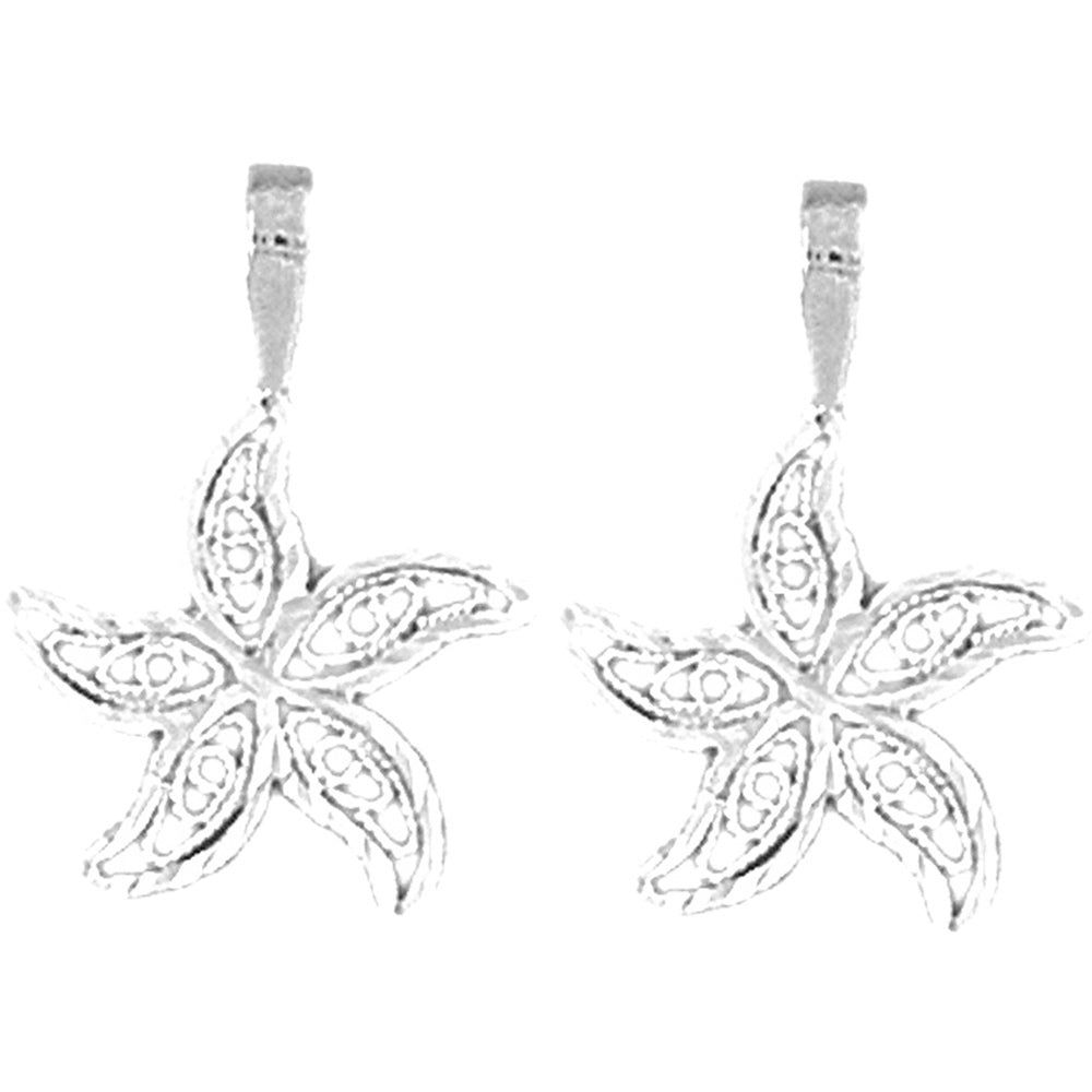 Sterling Silver 21mm Starfish Earrings