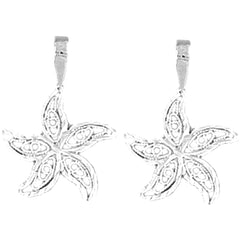 Sterling Silver 21mm Starfish Earrings