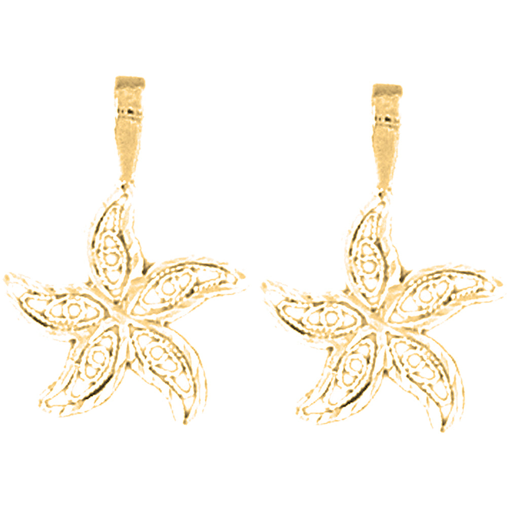 Yellow Gold-plated Silver 21mm Starfish Earrings
