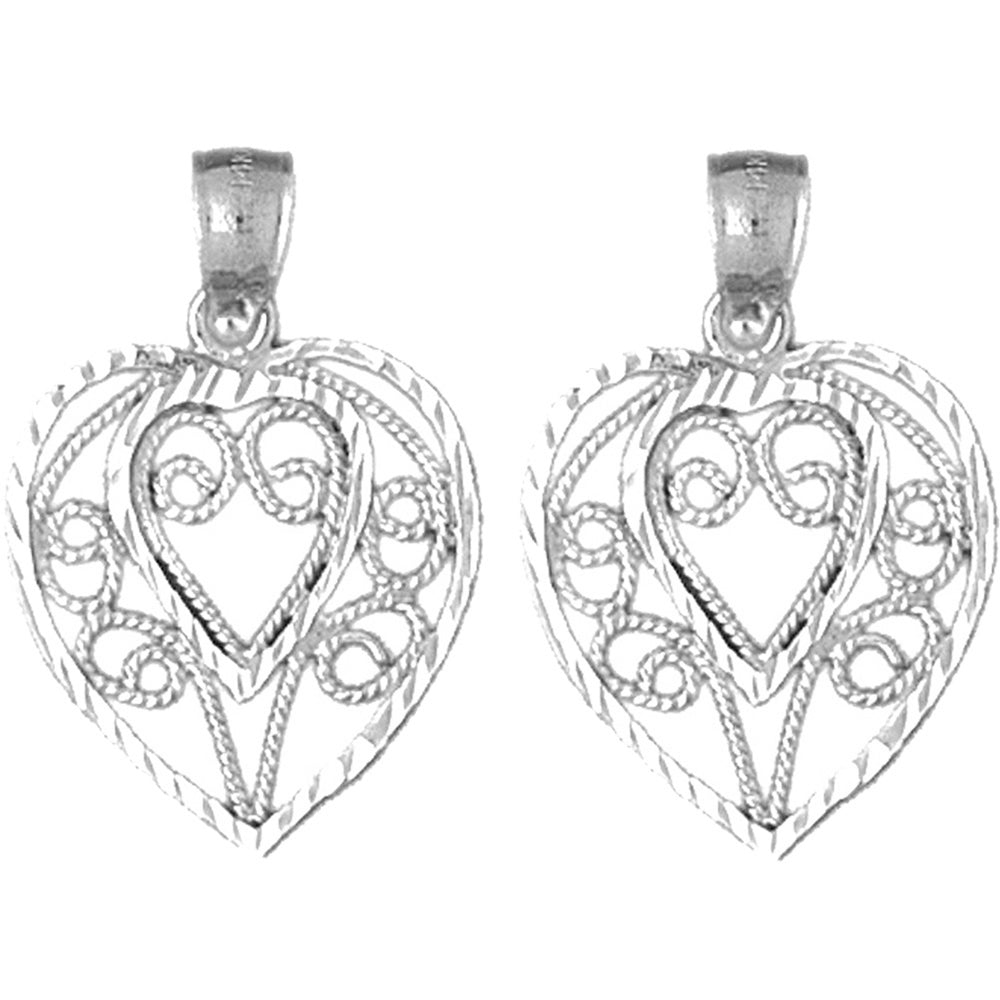 Sterling Silver 24mm Heart Earrings