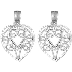 Sterling Silver 24mm Heart Earrings