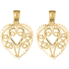 Yellow Gold-plated Silver 24mm Heart Earrings