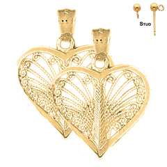 Sterling Silver 25mm Heart Earrings (White or Yellow Gold Plated)