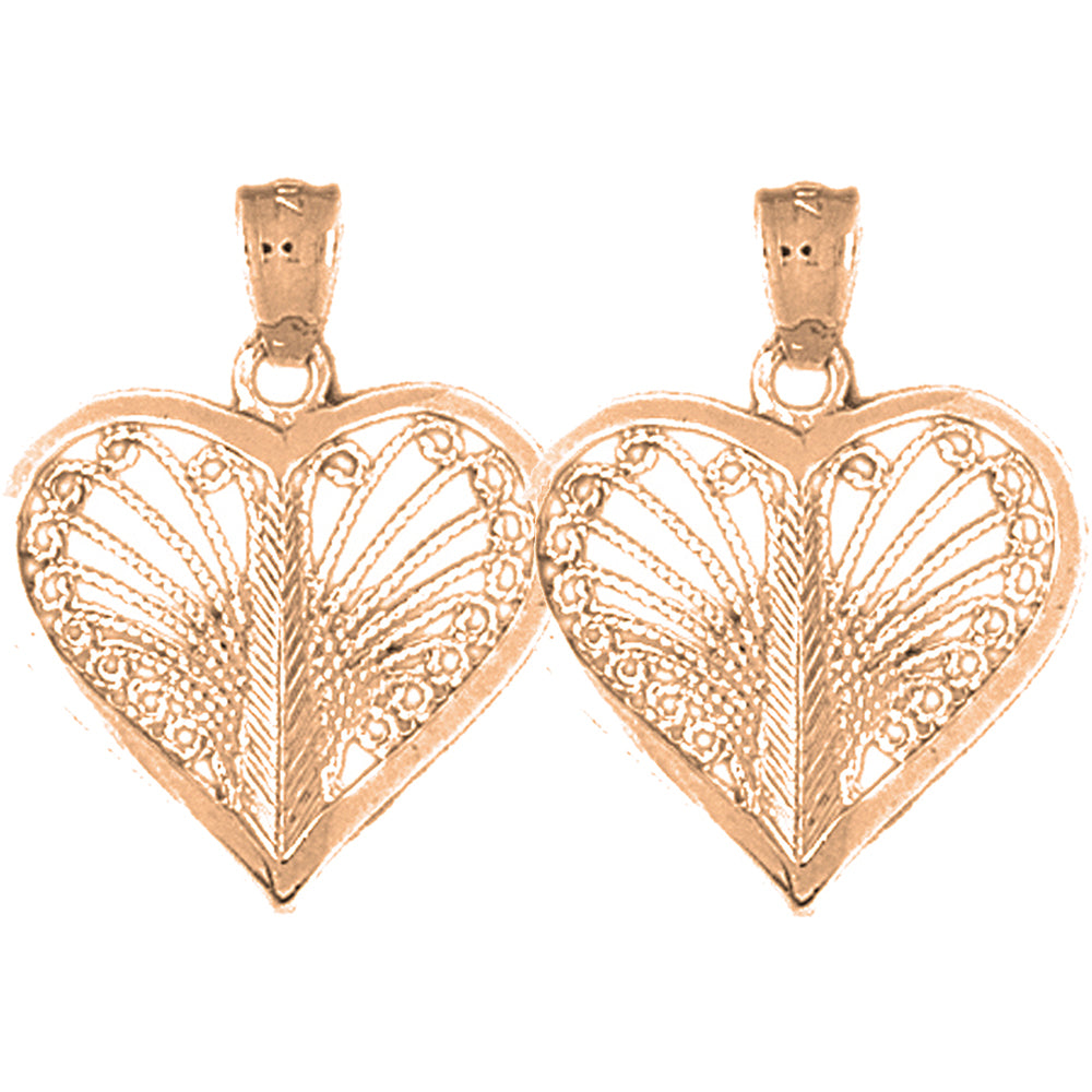 14K or 18K Gold 25mm Heart Earrings