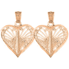 14K or 18K Gold 25mm Heart Earrings