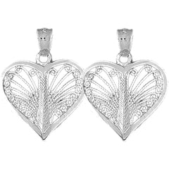 Sterling Silver 25mm Heart Earrings