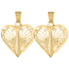 14K or 18K Gold 25mm Heart Earrings