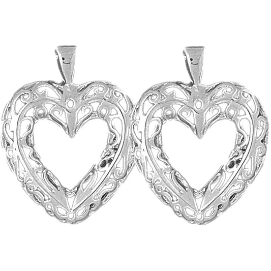 Sterling Silver 29mm Heart Earrings