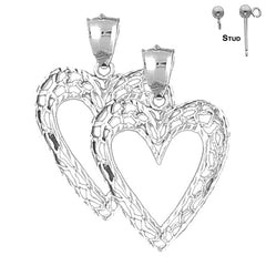 Sterling Silver 33mm Heart Earrings (White or Yellow Gold Plated)