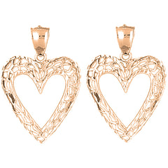 14K or 18K Gold 33mm Heart Earrings