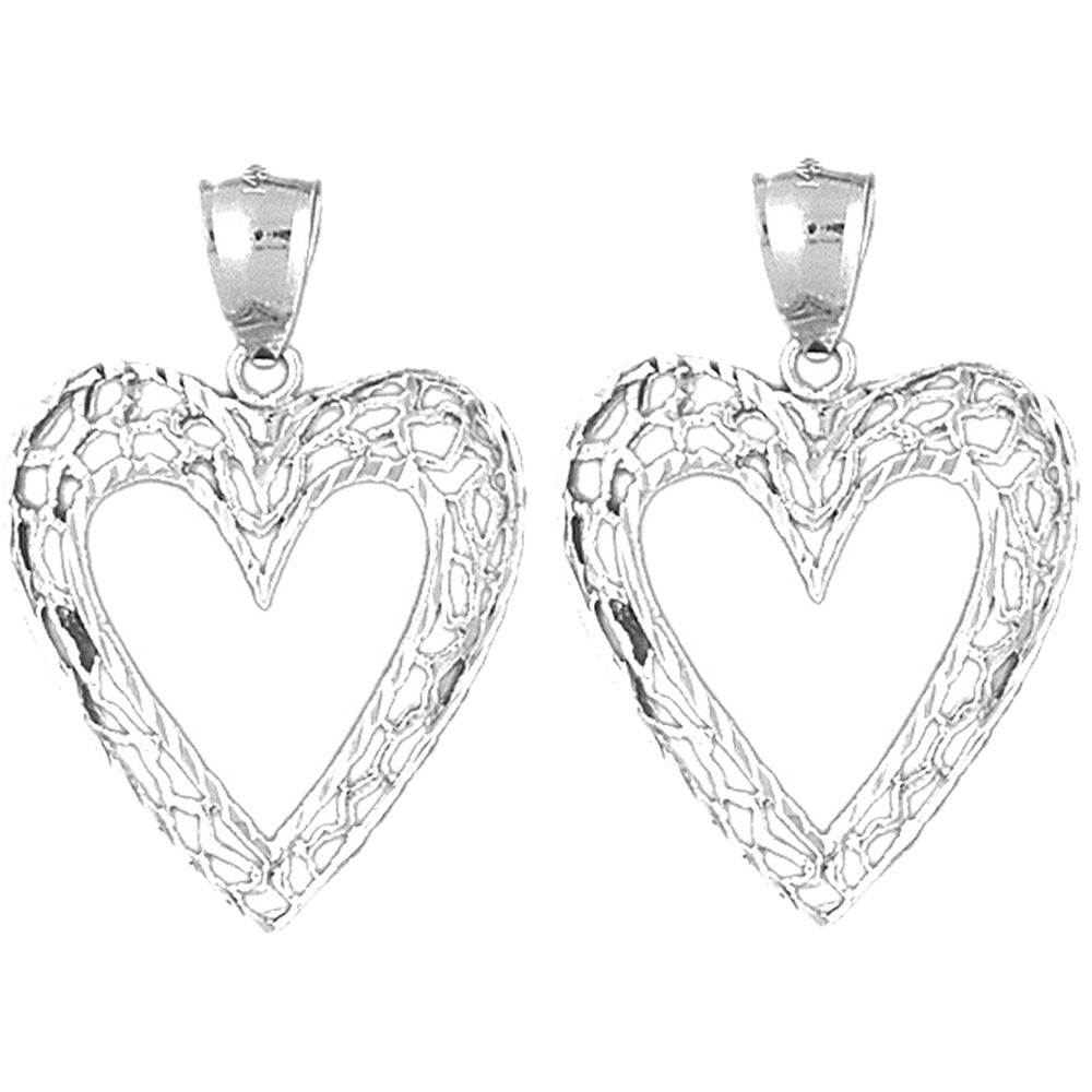 Sterling Silver 33mm Heart Earrings