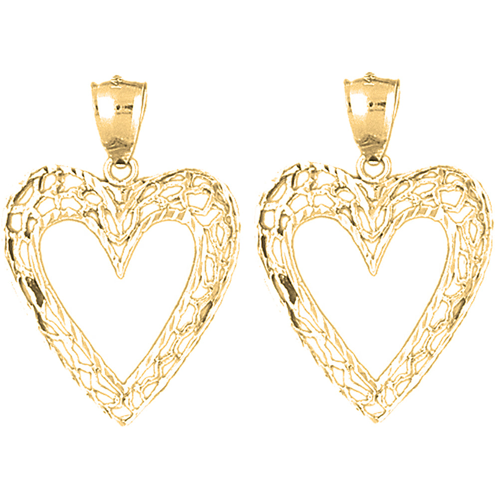 Yellow Gold-plated Silver 33mm Heart Earrings