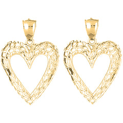 14K or 18K Gold 33mm Heart Earrings