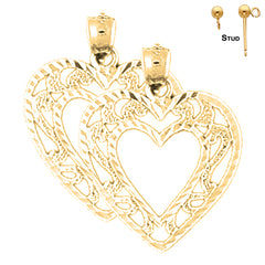 Sterling Silver 25mm Heart Earrings (White or Yellow Gold Plated)