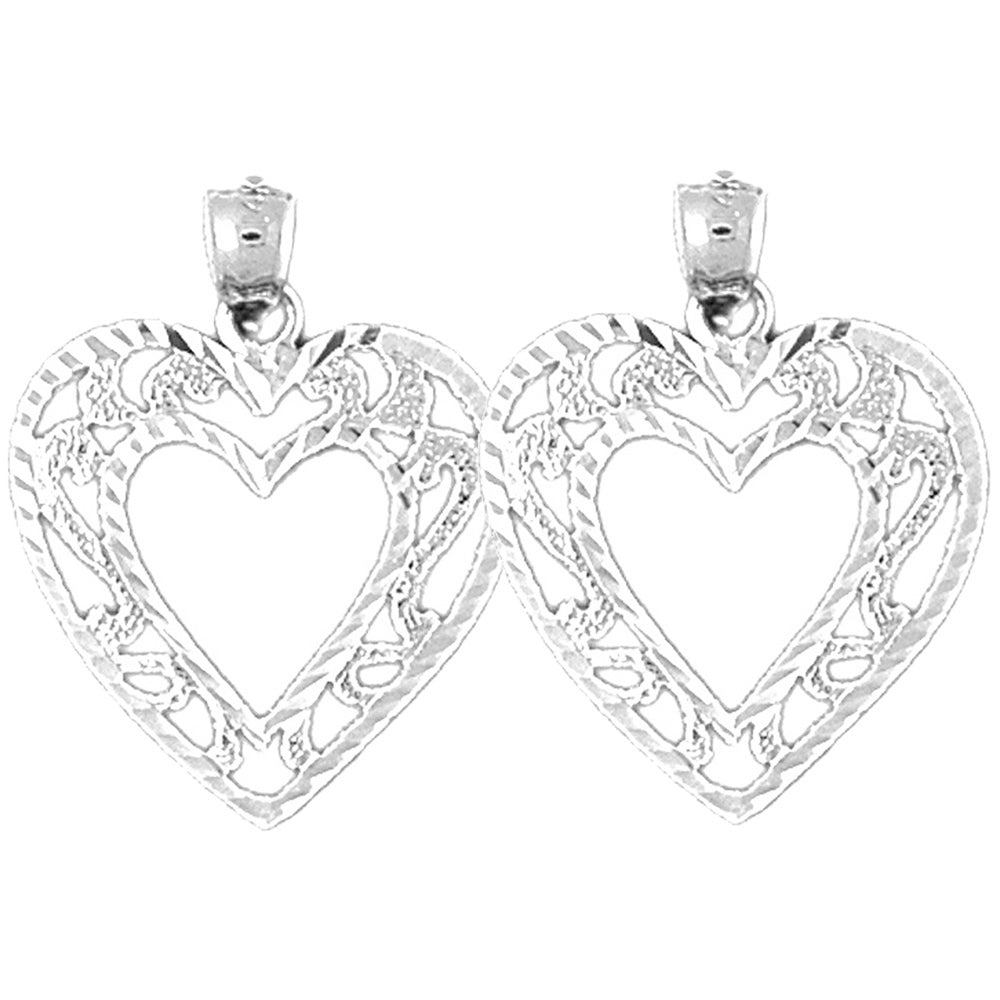 Sterling Silver 25mm Heart Earrings